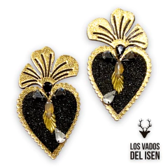 Par de Aros Itati Negros base oro - comprar online