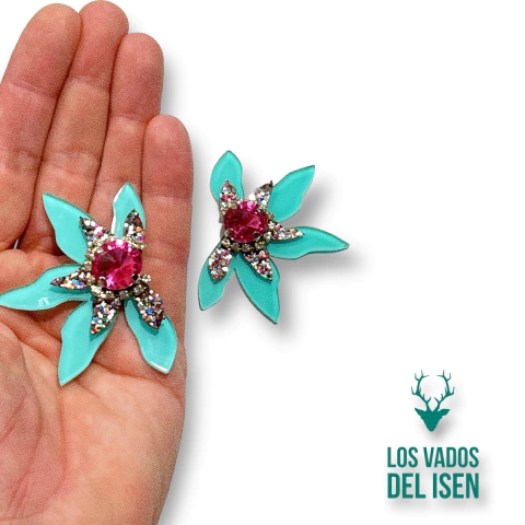 aros semi bUKI flor aqua