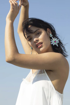 Par de aros Lupita Cristal oro - comprar online