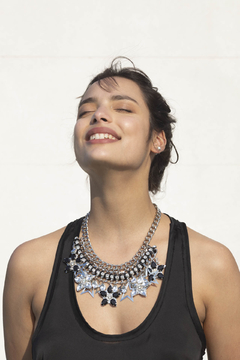 Collar estrellitas negro y Cristal