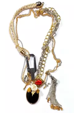 Collar Mosquetón corto ( 2 en 1) color crudo - comprar online