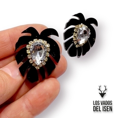 aros Julieta pasante negro y cristal - comprar online