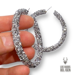 Par de Aros argolla Glitter plata
