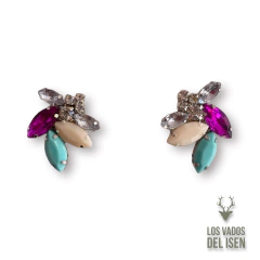 Par de Aros Beach aqua crudo y fucsia