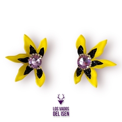 par de Aros Semi Buki amarillo y lila - comprar online
