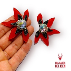 par de aros semi Buki flor rojos - comprar online