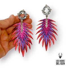 par de aros Merlo fucsia, violeta y rojo en internet