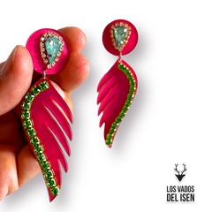 aros Murcia middy strass fucsia y verde