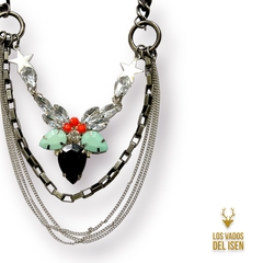Collar Chapelco negro crudo aqua - tienda online