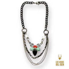 Collar Chapelco negro crudo aqua - comprar online
