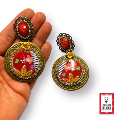 Par de aros Emma rojo - Los Vados del Isen