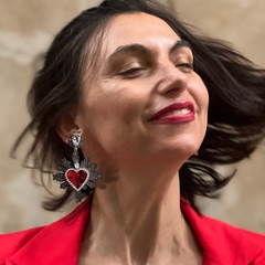 aros Lupita plomo con rojo