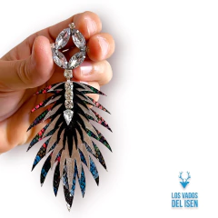 par de aros Merlo print color, plata y negro en internet