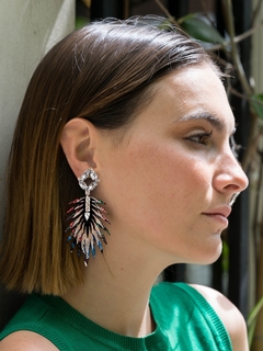 par de aros Merlo print color, plata y negro - comprar online