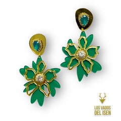 aros Ellie verde y dorado