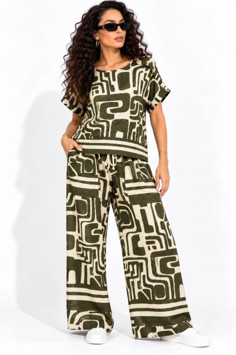 Conjunto Argel de lino estampa geo