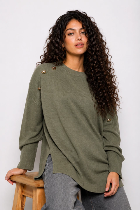 Sweater Letizia con apliques dorados