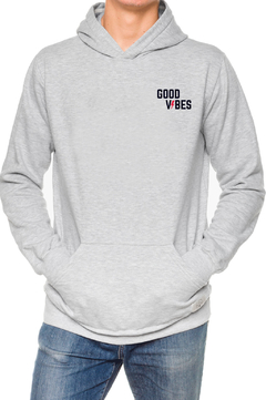 BUZO HOODIE - GOOD VIBES - GRIS MELANGE