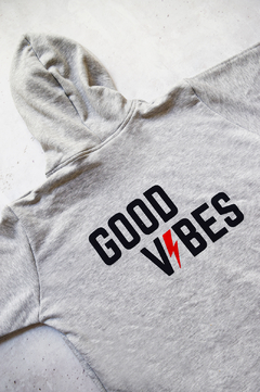 BUZO HOODIE - GOOD VIBES - GRIS MELANGE - comprar online