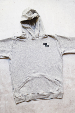BUZO HOODIE - GOOD VIBES - GRIS MELANGE - tienda online