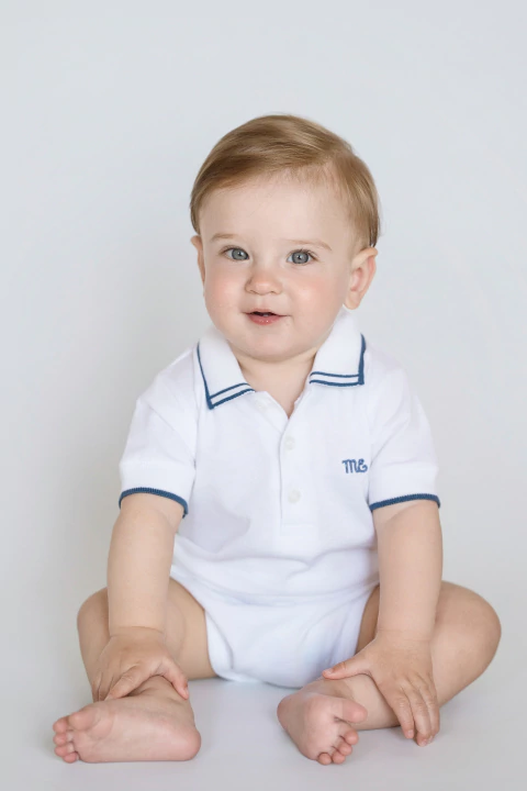 Body de jersey de algodón con cuello puño tejido y logo bordado Vito Articulo: 45012534 - comprar online