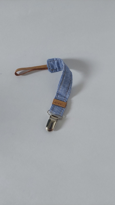 Porta chupetes Vichy azul