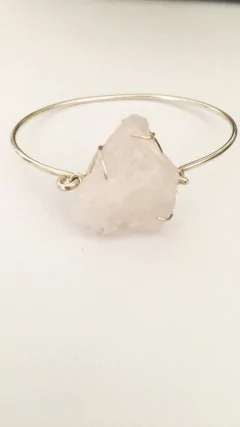 Bracelete quartzo rosa bruto