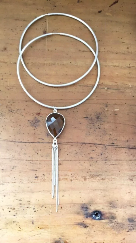 Argola gota citrino conhaque