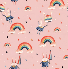 Gabardina 100 x 78 cm. "arcoiris rosa"