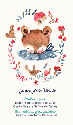 TARJETAS DE CUMPLE, NACIMIENTO O BAUTISMO (oso josé)