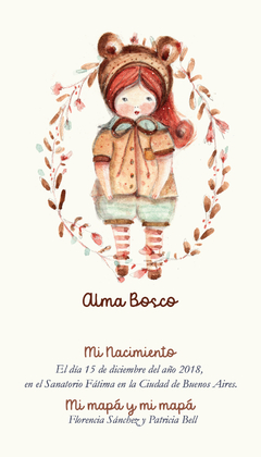 TARJETAS DE NACIMIENTO Y BAUTISMO (niña otoño)