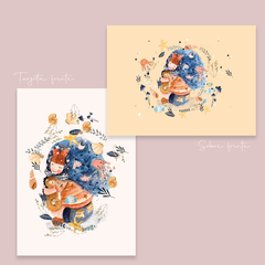 Colección de 10 tarjetas y sobres ilustrados