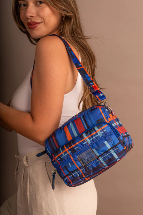 Botinero Ramona Puffer Escoces Azul - comprar online