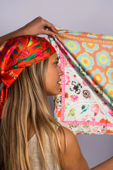 Pañuelo de Seda Orquidea Agua