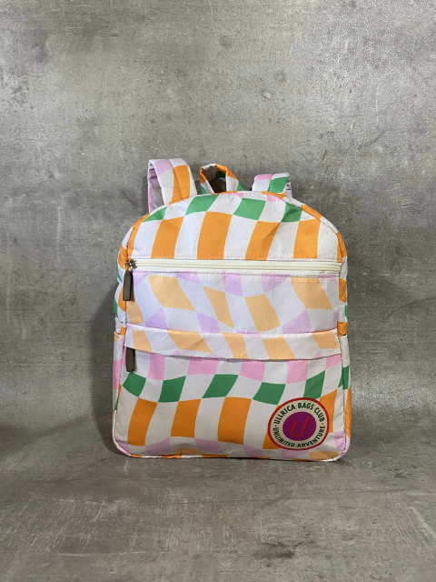 Mochila Mediana Damero Naranja