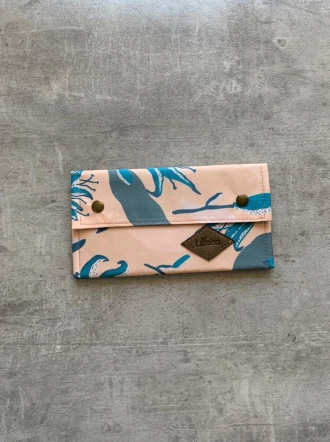 Billetera larga BRUNA BEIGE Y TURQUESA