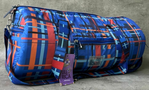 Bolso Tubular Puffer Escoces Azul - comprar online