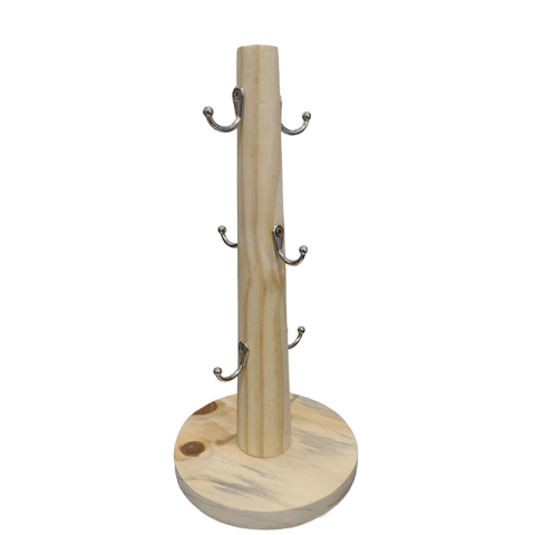 Expositor para 06 xícaras de pinus torneado