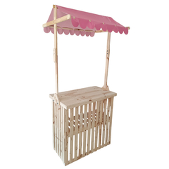 Balcão Portátil ripado com Tenda barraquinha - Pinus - Arco Iris Artes