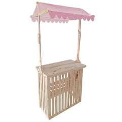 Balcão Portátil ripado com Tenda barraquinha - Pinus