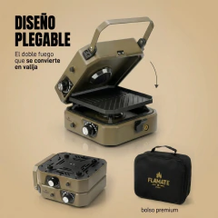 Cocina Anafe Plegable con plancha FLAMATE Doble