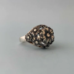 Imagen de Anillo Antiguo FLORES Plata Vieja A29 N