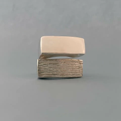 Anillo BLOQUES Gigante Textura Liso Plata 925 A321