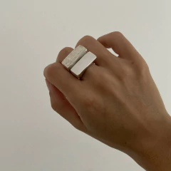 Anillo BLOQUES Gigante Textura Liso Plata 925 A321 - comprar online