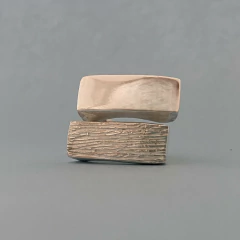 Anillo BLOQUES Gigante Textura Liso Plata 925 A321 en internet