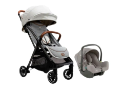 CARRINHO DE BEBÊ PARCEL SIGNATURE JOIE CINZA OYSTER + BEBÊ CONFORTO I-SNUG JOIE CINZA PEBBLE