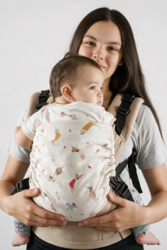 Mochila estándar beige con perritos