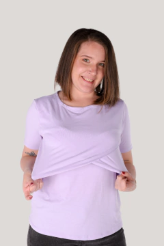 Remera cruzada lavanda manga corta - comprar online