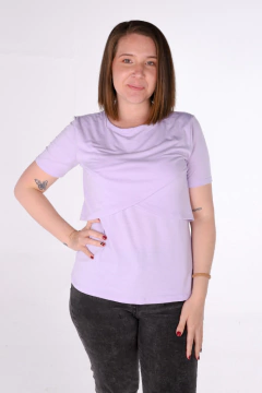 Remera cruzada lavanda manga corta en internet