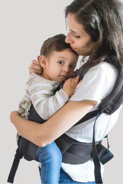 Mochila toddler gris con mapamundi celeste - tienda online